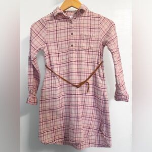 Japna Kids Pink Plaid Flannel Dress Size 10 Cotton Shirt Dress w Belt Western